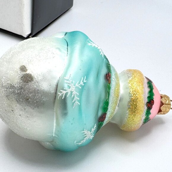 Christopher Radko 1998 Jolly Wrap Jr Frosty Snowman Glass Christmas Ornament 4" - Picture 5 of 7